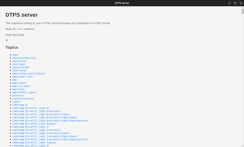 The `DTPS` HTML interface for the embedded `sanbox` `Map`.