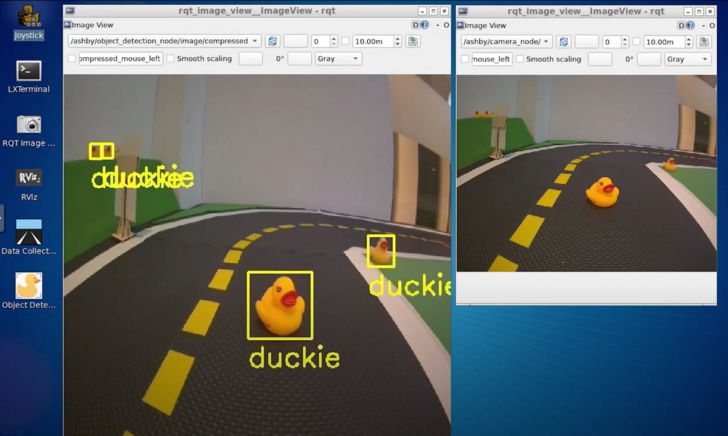 Image stream view of object detection on Duckiebot
