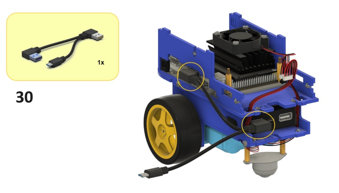 The "Y" shaped cable provided in the Duckiebox.