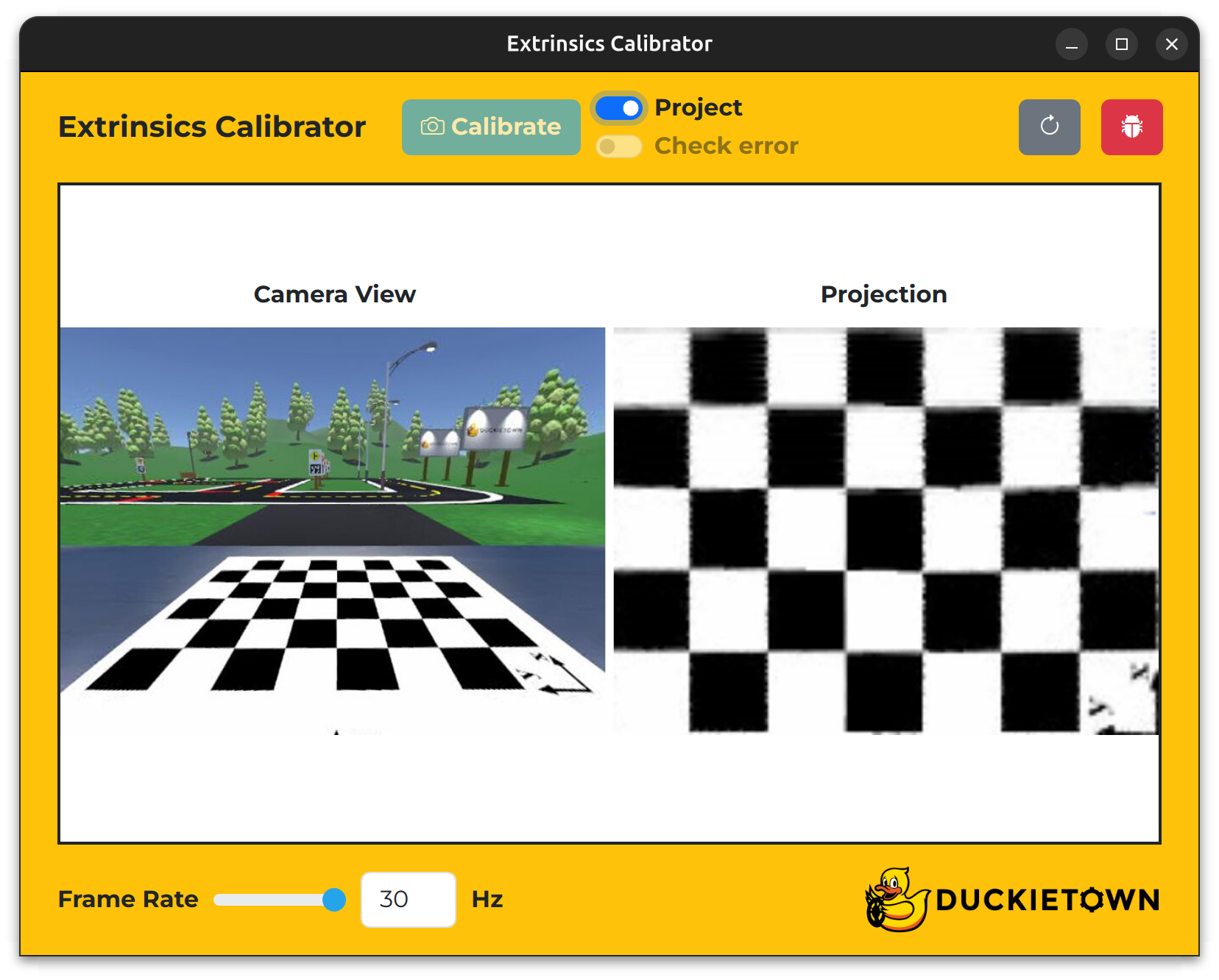 Duckietown extrinsics camera calibration projection functionality